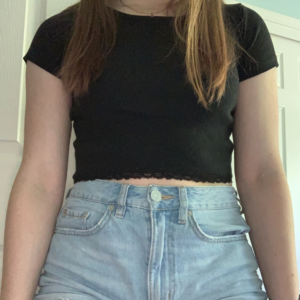 Black Lace-trim Brandy Melville Top - Picture 2 of 3